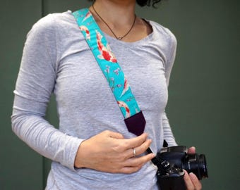 Koi Fish Camera Strap: Padded Japanese Fabric, DSLR/SLR & Binoculars