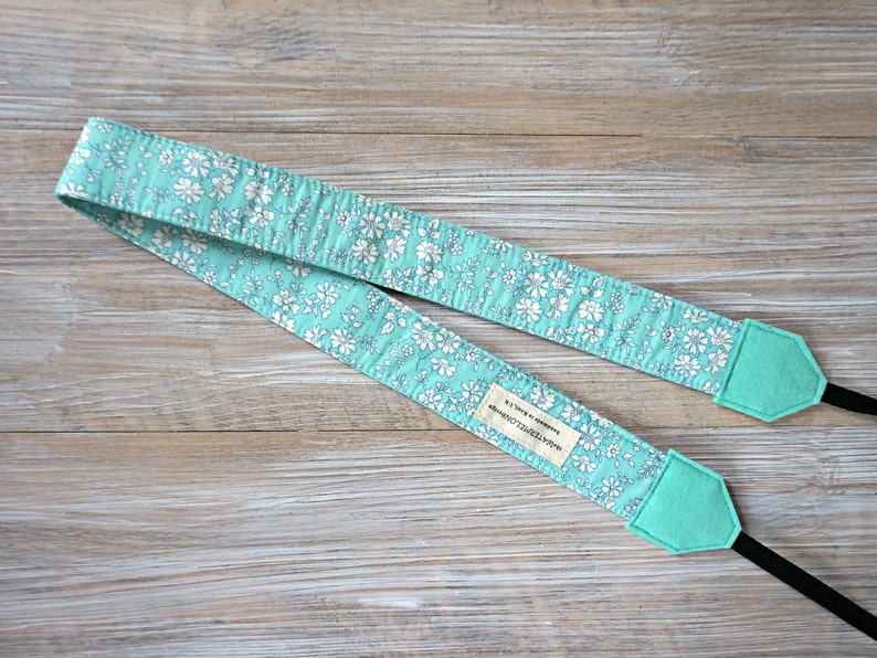Turquoise DSLR Camera Strap Liberty Camera Strap Liberty Strap with Cap Pocket Tana Lawn Capel G Turquoise