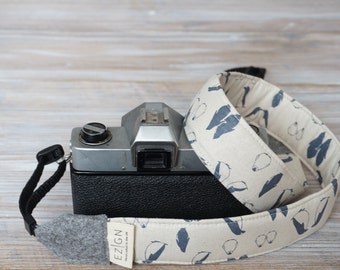 Penguin Camera Strap, Animal Design Fabric DSLR Camera Strap, Personalized Penguin Gifts, Padded Cotton Camera Strap, Photographer Gifts