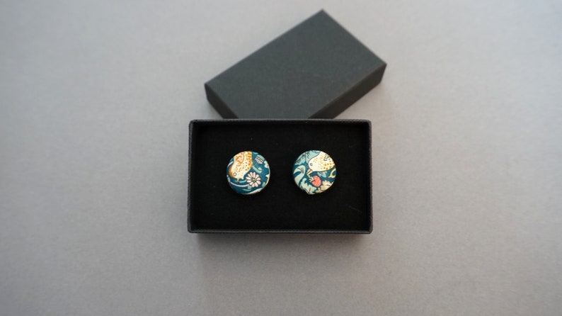 New Season Cufflink, Strawberry Thief Green Floral Wedding Gift, Silver Plated Cufflink Set, Bestman Gift Ideas, Wedding Sets, 2022 image 9