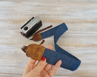 Denim Camera Strap, Blue DSLR Camera Strap, Indigo Denim Photography Accessory, Minimal Denim Camera Sling, Personalized DSLR Strap