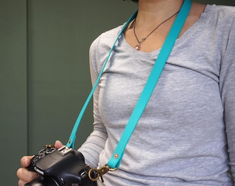 Teal BioThane Camera Strap: Weatherproof DSLR Sling, Fixed Length