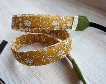 Yellow Slim Camera Strap, Mustard Floral Fabric DSLR Camera Strap, Photographer Gifts, Camera Geeks, Liberty of London Capel G Mustard, 2022