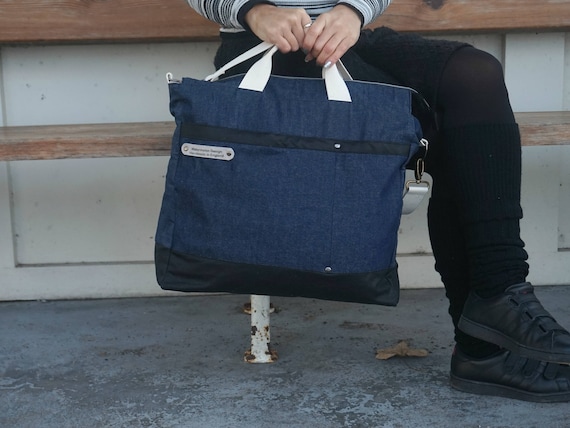 Blue Denim Bag Indigo Bag Large Denim Bag Denim Cabin Etsy