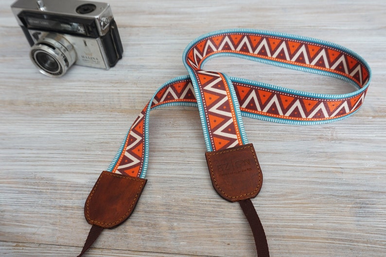 Triangle Mountains Strap, New Webbing Orange Camera Strap, Triangle Print DSLR Strap, Photography Gifts, Photoshoot Tools 2022 image 7