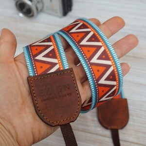 Triangle Mountains Strap, New Webbing Orange Camera Strap, Triangle Print DSLR Strap, Photography Gifts, Photoshoot Tools 2022 image 4