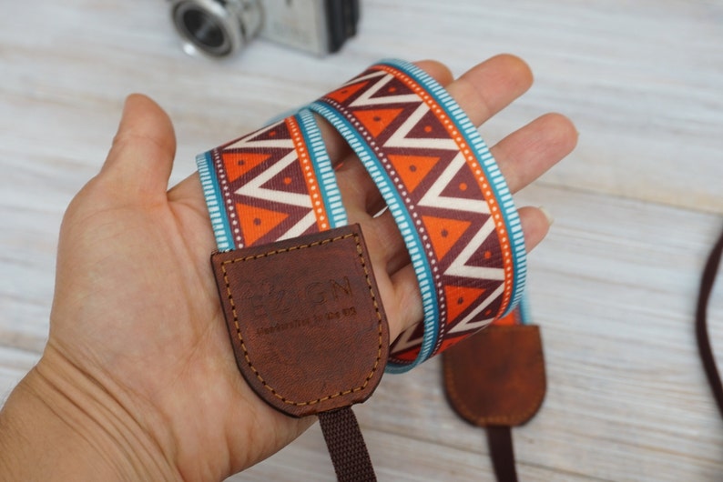 Triangle Mountains Strap, New Webbing Orange Camera Strap, Triangle Print DSLR Strap, Photography Gifts, Photoshoot Tools 2022 image 4