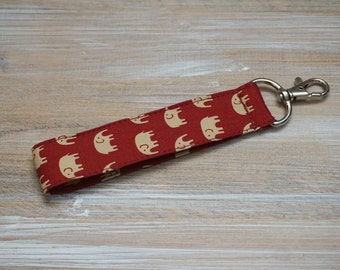 Elephant Keyfob - Burgundy Wristlet Keyring - Personalized Key Fob - Gifts for Elephant Lovers