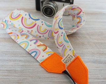 New Rainbow Camera Strap, Cute Rainbows DSLR Camera Strap, Pride Photography, Personalized Camera or Binocular Strap, Birding Gifts