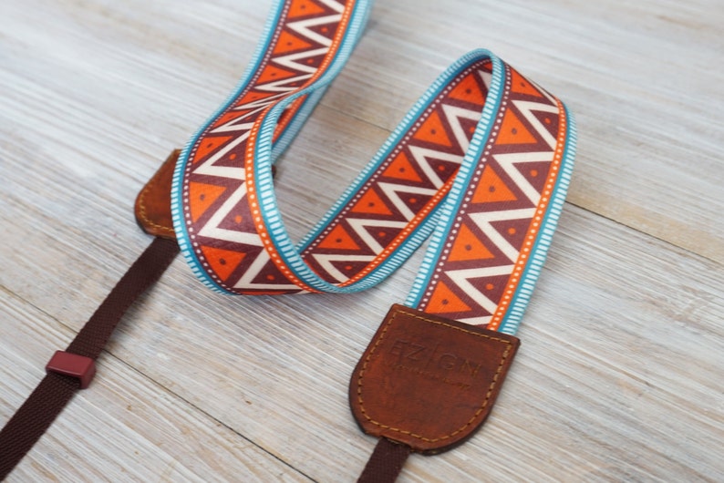 Triangle Mountains Strap, New Webbing Orange Camera Strap, Triangle Print DSLR Strap, Photography Gifts, Photoshoot Tools 2022 image 5