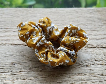 Yellow Floral Scrunchie: Liberty of London Tana Lawn Cotton Hairtie
