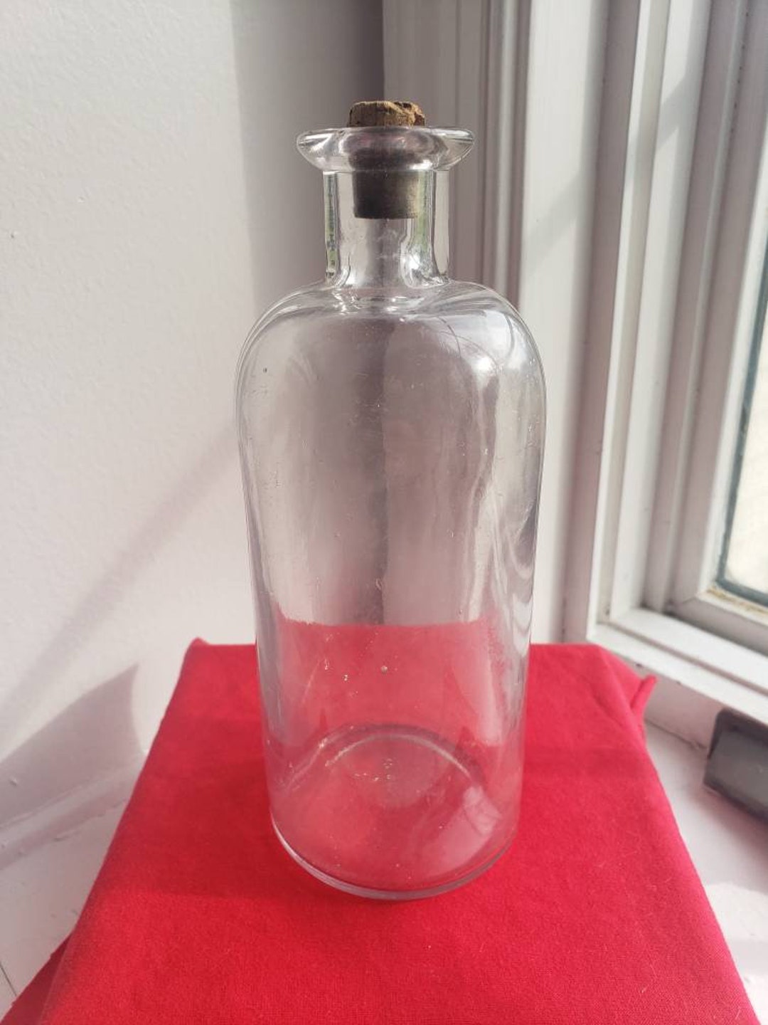 Antique Large Apothecary Bottle W/cork Etsy