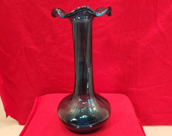 Vintage Blown Blue Glass Vase