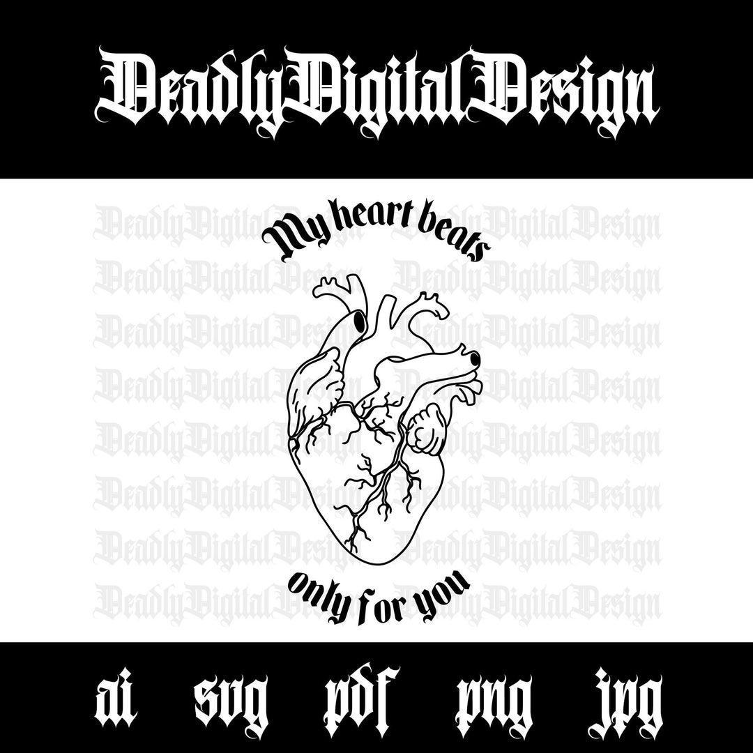 My Heart Beats Only for You, Ai, Svg, Pdf, Png, Jpg, Digital Download ...