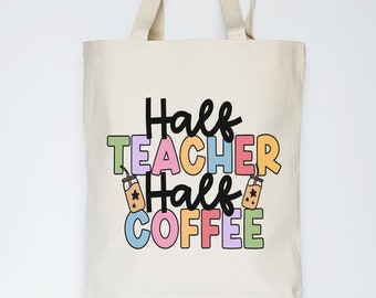 Teacher Gift Canvas Tote Bag Gift for Teacher Appreciation Bag Aesthetic Coffee Lover Tote Bag EcoFriendly Shoulder Bag School Tote Book Bag