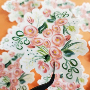 Adesivo floral transparente de buquê II, adesivo floral, adesivo de flores em aquarela, adesivo de vinil transparente, adesivo para laptop, vinil, adesivo para copo