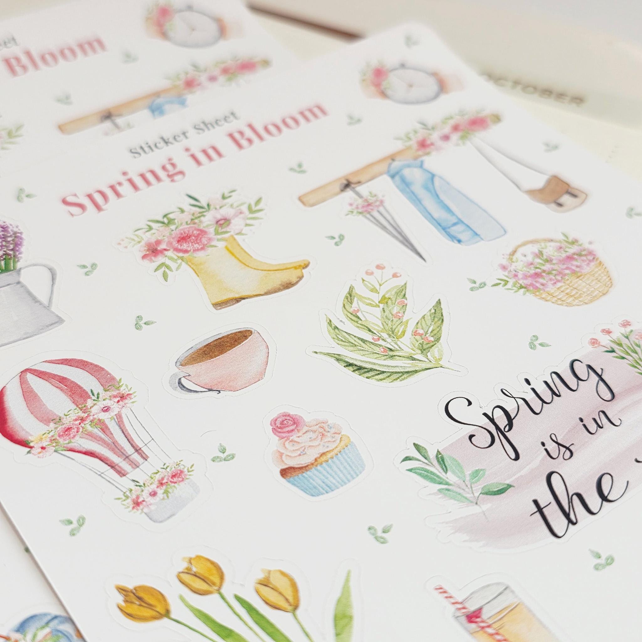 Spring in Bloom Sticker Sheet, Spring Stickers, Floral Stickers ...