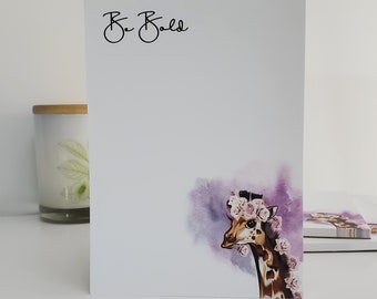 Be Bold Notepad - Giraffe Notepad - To Do List Notepad - Stationery Gift - Teacher Gift