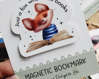 Magnetic Bookmark, Just a Fox Who Loves Books Bookish Gift for Book Lover, Booknerd Bookmark, Student Reader Gift, Fox Bookmark Page Marker