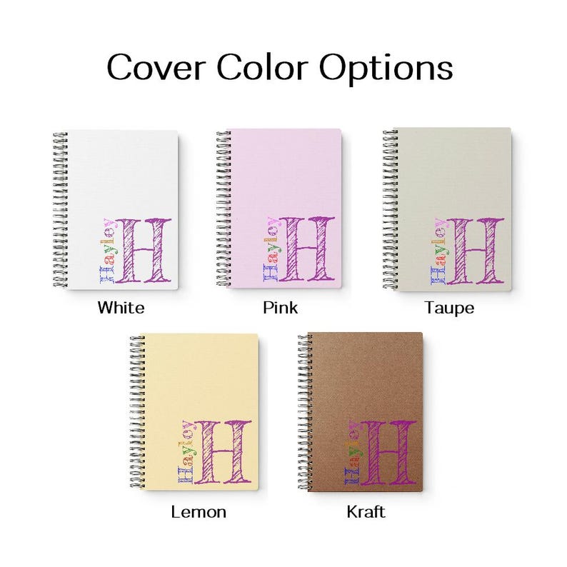 Carnet de notes personnalisé, journal COLORÉ nom et monogramme, cadeaux pour le personnel, carnet de notes personnalisé pour enfants, carnet de notes monogramme personnalisé avec nom image 3