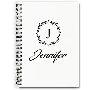 Personalized Journal, Name & Initial Wreath Notebook, Staff Appreciation, Journal for Women, Gift for Best Friend, Gift for Co Workers image 7