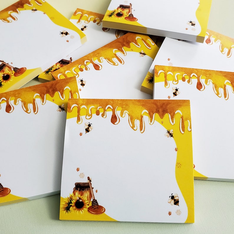 Bees & Honey Sticky Notes, Cute Bees Memo Pad, Honeybee Notepad, Office ...