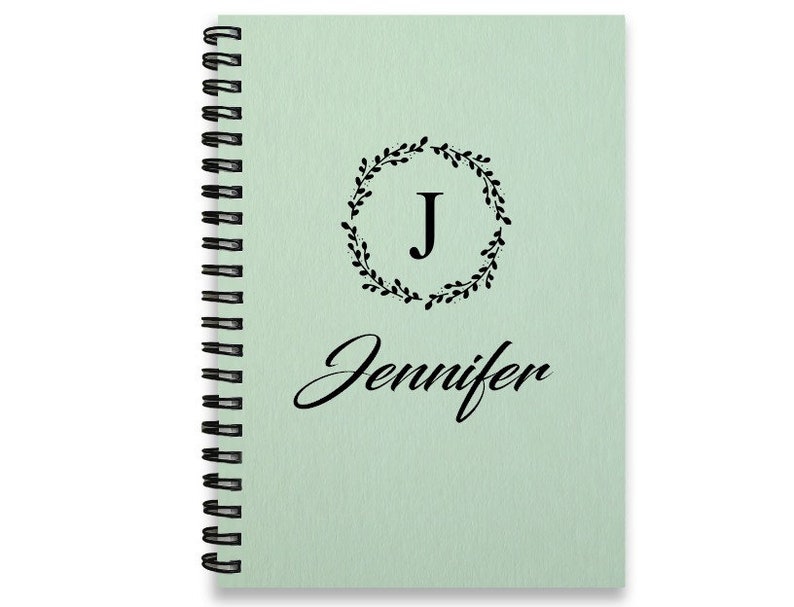 Personalized Journal, Name & Initial Wreath Notebook, Staff Appreciation, Journal for Women, Gift for Best Friend, Gift for Co Workers image 8