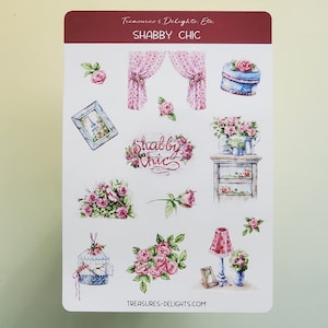 Shabby chic stickervel, shabby stickers, roosstickers, dagboekstickers, plannerstickers, plakboekstickers