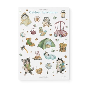 Outdoor Adventures Sticker Sheet, Camping Stickers, Adventure, Journaling Stickers, Planner Stickers, Scrapbook sticker