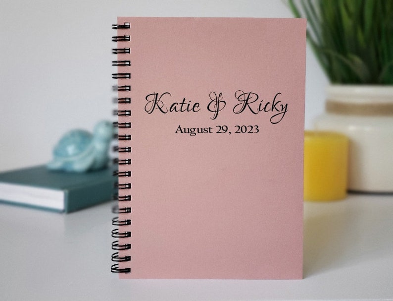 Personalized Notebook, Custom Names & Wedding Date Notebook, Anniversary Gift for Couple, Wedding Notebook, Couples Diary, WN1 image 1