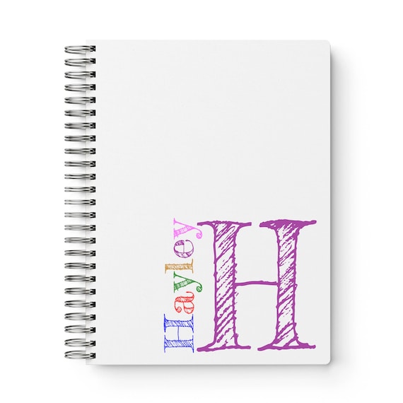 Personalized Notebook, COLORED Name & Monogram Journal, Staff Gifts, Kids Custom Notebook, Personalized Monogram Notebook with Name