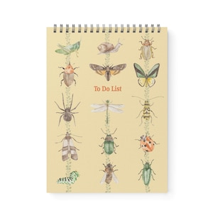 Insects To Do List Notebook, Bugs List Pad, Entomology List Notebook, Spiral To Do List, Productivity List, Bugs Task Notebook