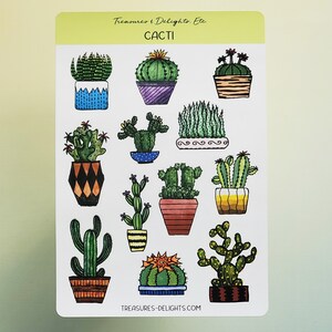 Hoja de pegatinas de cactus, pegatinas de cactus, pegatinas de diario, pegatinas del planificador, pegatinas de álbumes de recortes