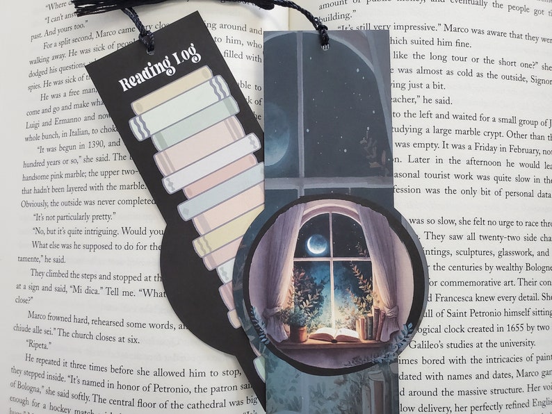 Night Reader Bookmark Book Tracker Gift I Read Past My Bedtime Bookmark Gift for Bookworm Reading List Bookmark, Moonlight Reading Bookmark image 1