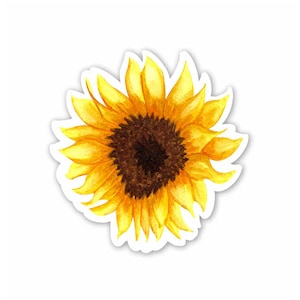 Sunflower Sticker, Watercolor Sunflower Sticker, Wildflower Decal, Laptop Sticker, Vinyl Sticker, Water Bottle Sticker, Vinyl Decal