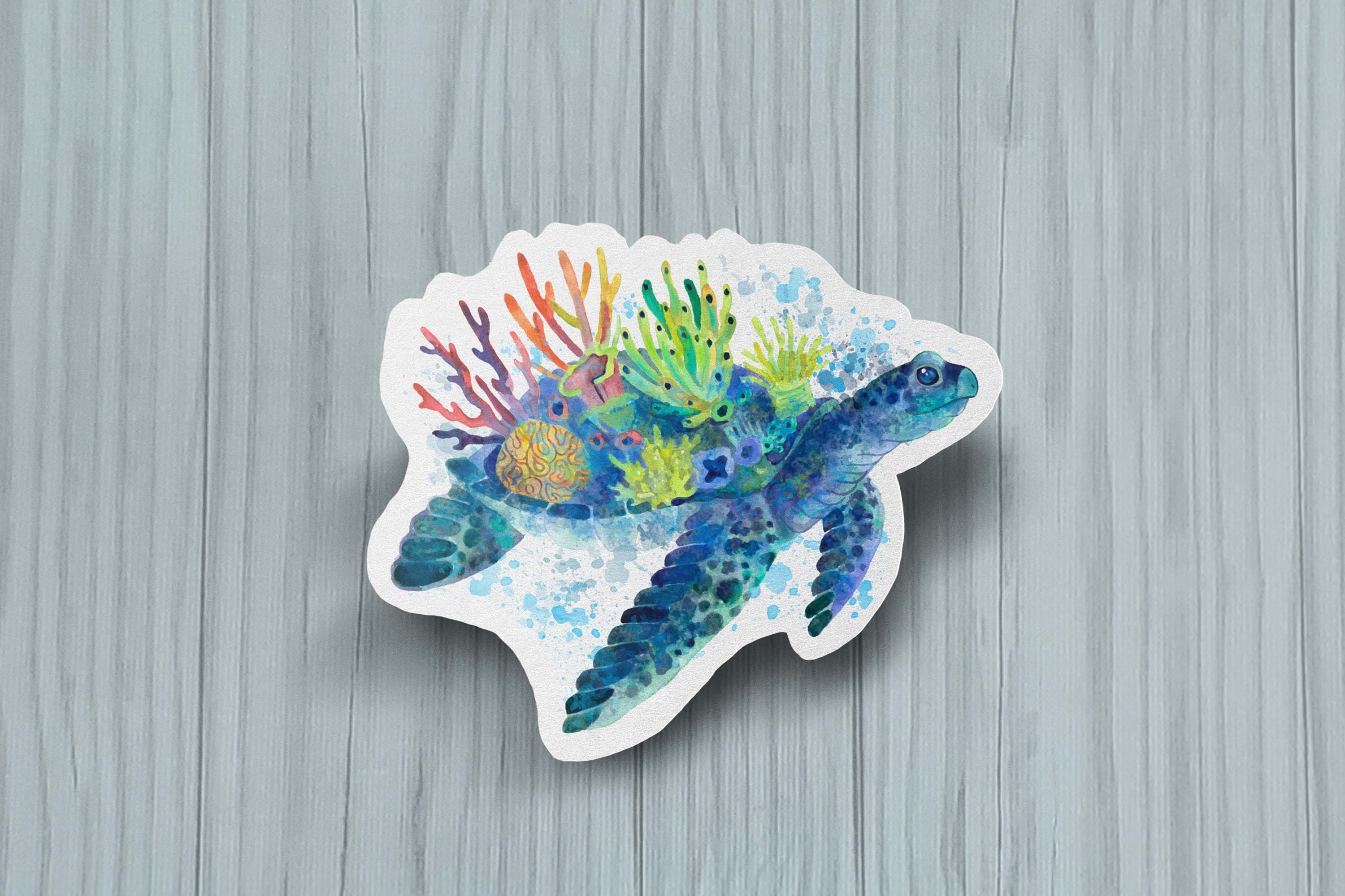 Turtle Name Sticker Sea Turtle Sticker, Watercolor Sea Turtle Sticker, Turtle Sticker ...