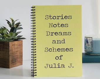 Personalized Journal, Stories Notes Dreams and Schemes Notebook, Best Friend Gift Idea for Staff, Coworker Gift for Him or Her