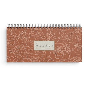 Floral Undated Weekly Planner, Undated Planner Notebook, Weekly Agenda, Desk Planner, Task Productivity