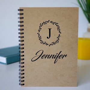 Personalized Journal, Name & Initial Wreath Notebook, Staff Appreciation, Journal for Women, Gift for Best Friend, Gift for Co Workers image 1