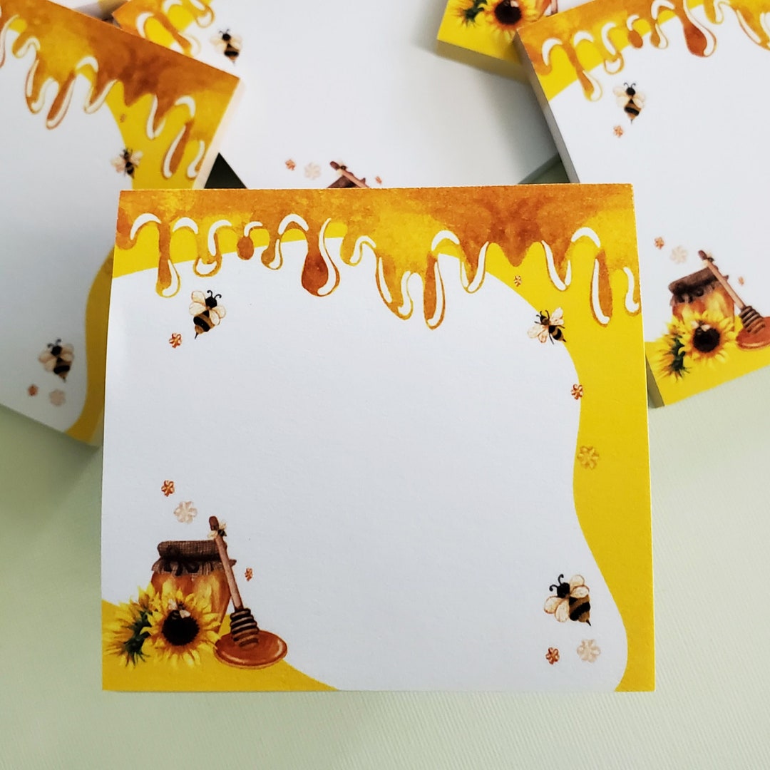 Bees & Honey Sticky Notes, Cute Bees Memo Pad, Honeybee Notepad, Office ...