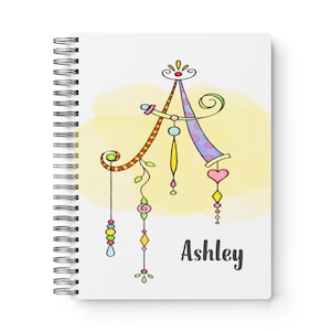 Kids Personalized Journal with a Name and Whimsical Monogram, Personalized Monogram Notebook, Gifts for Girls, Party Favors for Kids