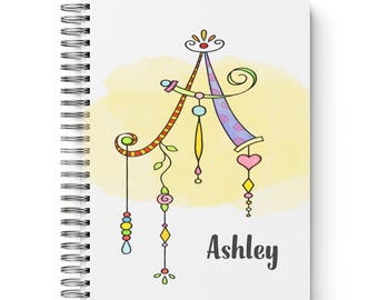 Kids Personalized Journal with a Name and Whimsical Monogram, Personalized Monogram Notebook, Gifts for Girls, Party Favors for Kids