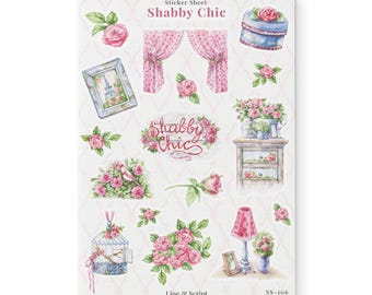Arkusz naklejek Shabby Chic, Naklejki Shabby, Naklejki Rose, Naklejki do dziennika, Naklejki do planera, Naklejki do albumu