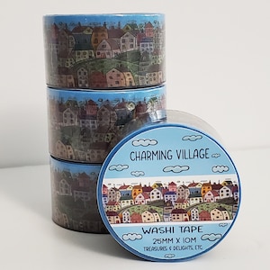 Charming Village Washi Tape,  Row Houses Decorative Tape, Journal Washi Tape, Crafting Tape