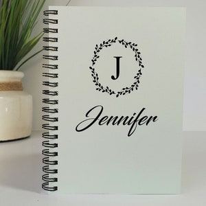 Personalized Journal, Name & Initial Wreath Notebook, Staff Appreciation, Journal for Women, Gift for Best Friend, Gift for Co Workers image 2
