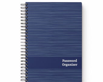 Midnight Stripes Password Organizer - Internet Password Book, Stripes Spiral Bound Password Book, Password Journal, Password Keeper