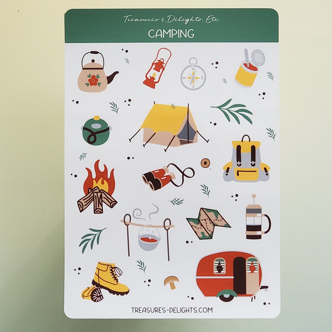 Camping Sticker Sheet Camping Stickers Adventure Journaling Stickers Camping Sticker Sheet Camping Stickers Adventure Journaling Stickers