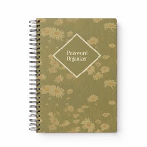 Daisy Meadows Password Organizer - Internet Password Book, Spiral Bound Password Journal, Password Tracker, Password Keeper, Password Log