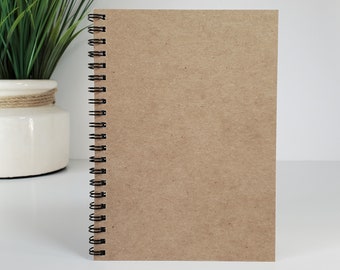 Blank Journal, Blank Cover Journal, Spiral Kraft Notebook, Journal Notebook, Scrapbook Diary, 8.5x11 Notebook Handmade Sketchbook
