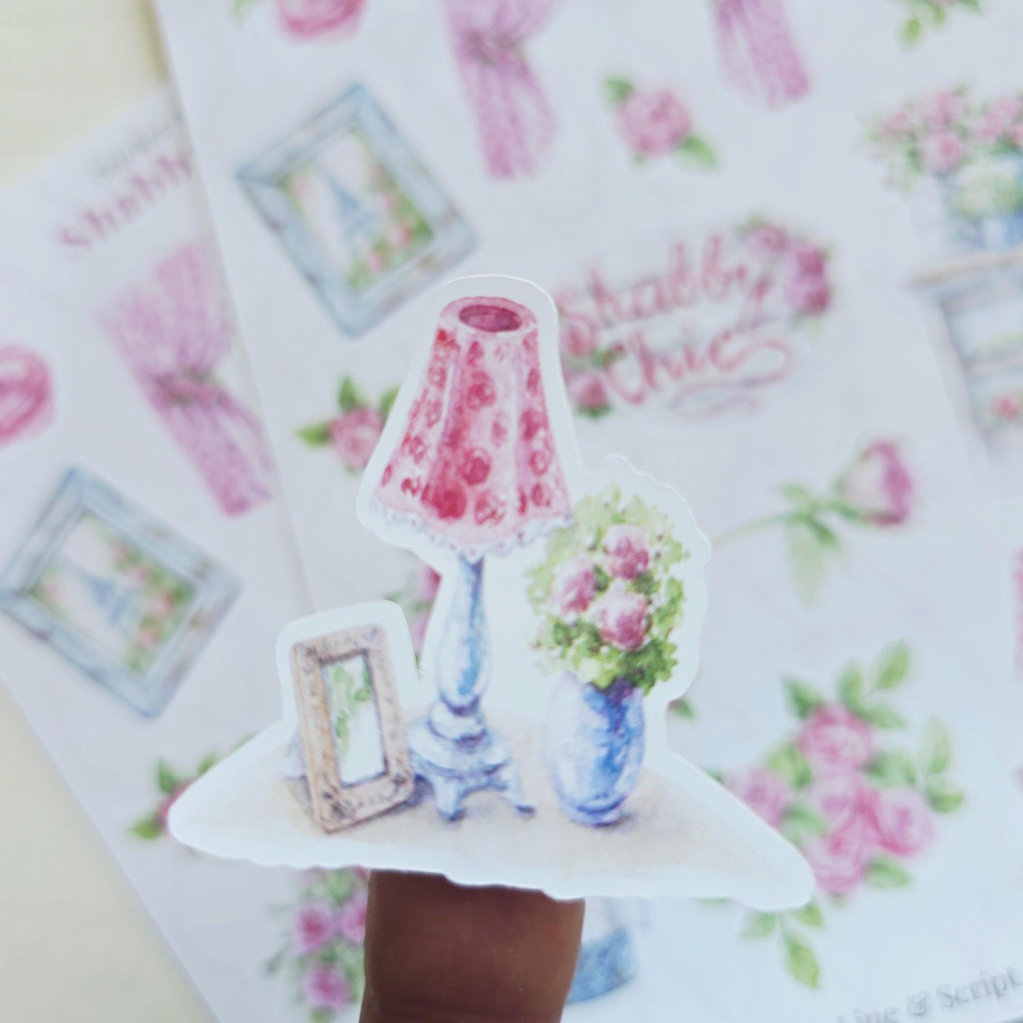 Shabby Chic Sticker Sheet, Shabby Stickers, Rose Stickers, Journaling ...